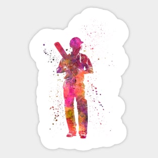 Cricket player batsman silhouette in watercolor Sticker